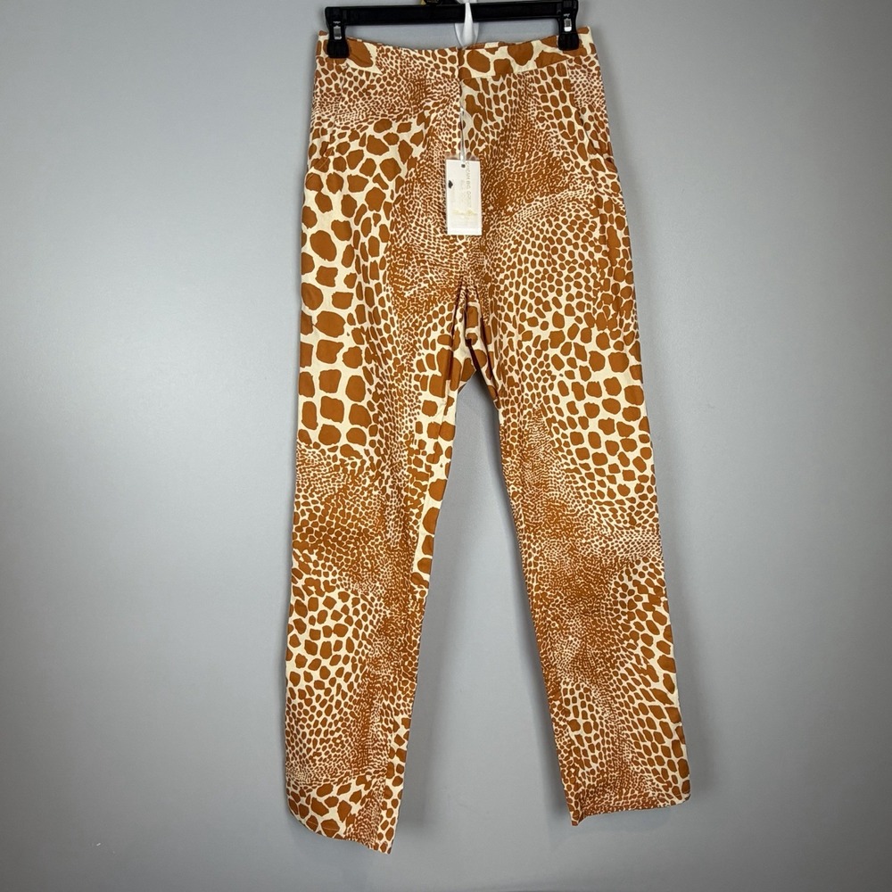 Flora Bea Felix Pants Giraffe Print Size Small NWT Sample Sale Orange Cream